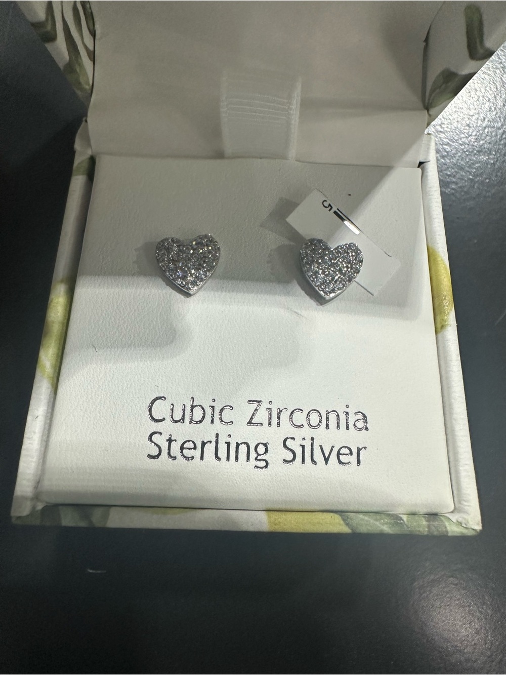 Nanette Lepore Sterling Silver Heart Cubic Zirconia Stud Earrings - Silver NWT